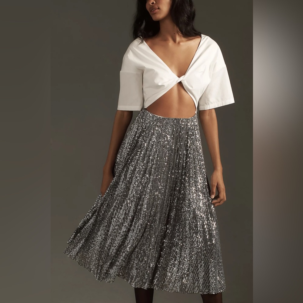 Anthropologie Delfi Collective Sequin Twofer Midi Dress - Picture 3 of 11